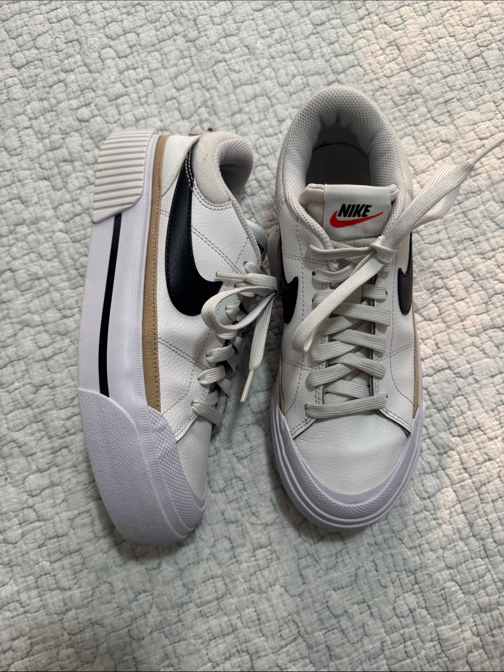 Nike Women’s White Black & Tan Platform Sneakers